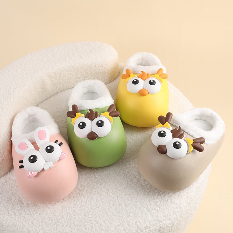 Gyerekeknek készült EVA papucs, rajzfilm minta, fleece bélés, vastag talp, beltéri használatra