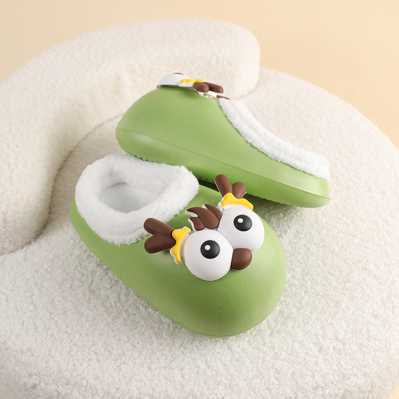 Gyerekeknek készült EVA papucs, rajzfilm minta, fleece bélés, vastag talp, beltéri használatra