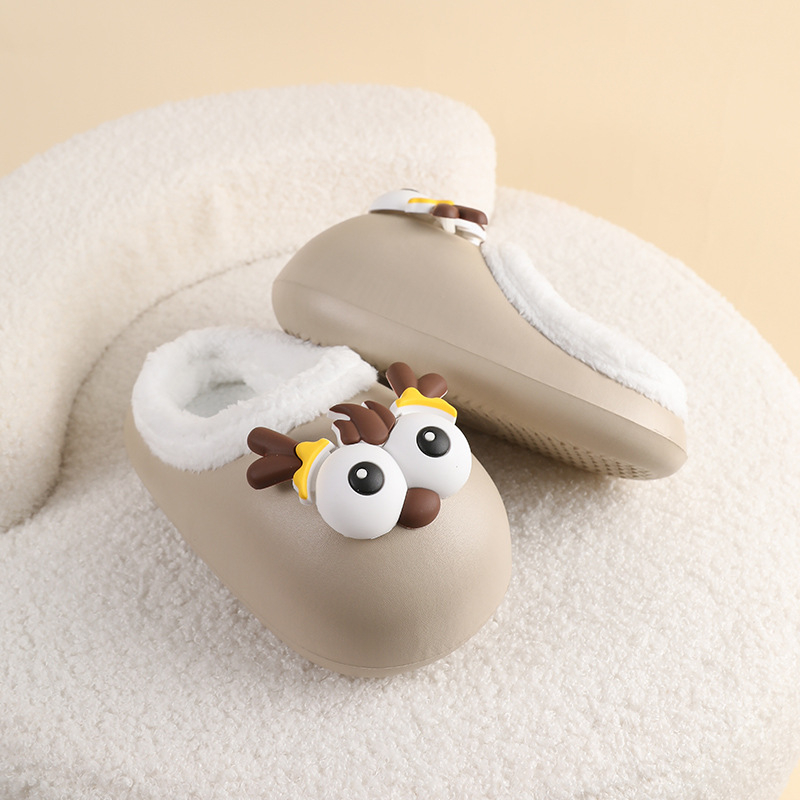 Gyerekeknek készült EVA papucs, rajzfilm minta, fleece bélés, vastag talp, beltéri használatra