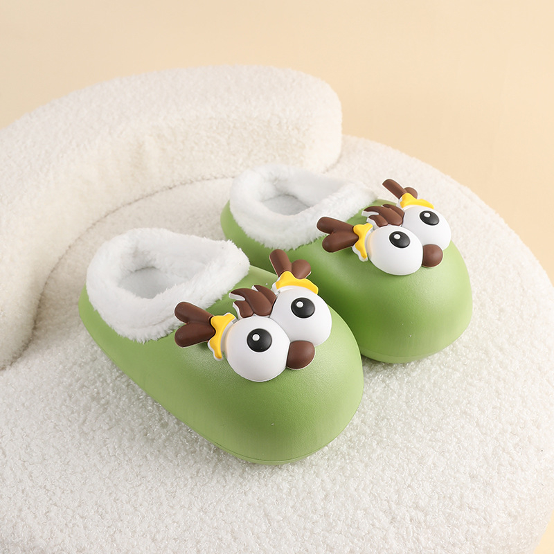 Gyerekeknek készült EVA papucs, rajzfilm minta, fleece bélés, vastag talp, beltéri használatra