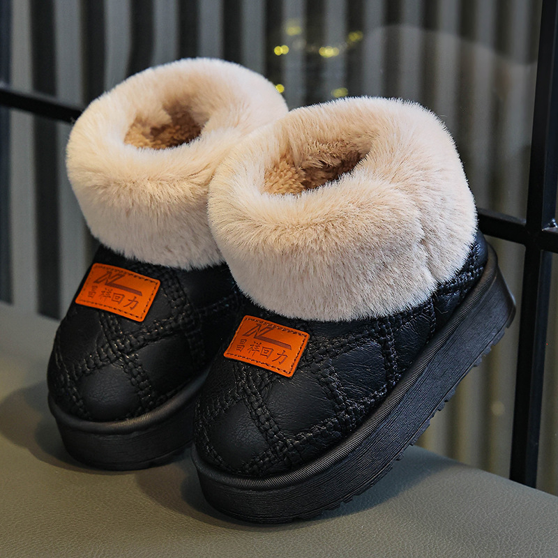 Uniszex gyerek pamut papucs, fleece béléssel, csúszásmentes PVC talppal, beltéri használatra télen