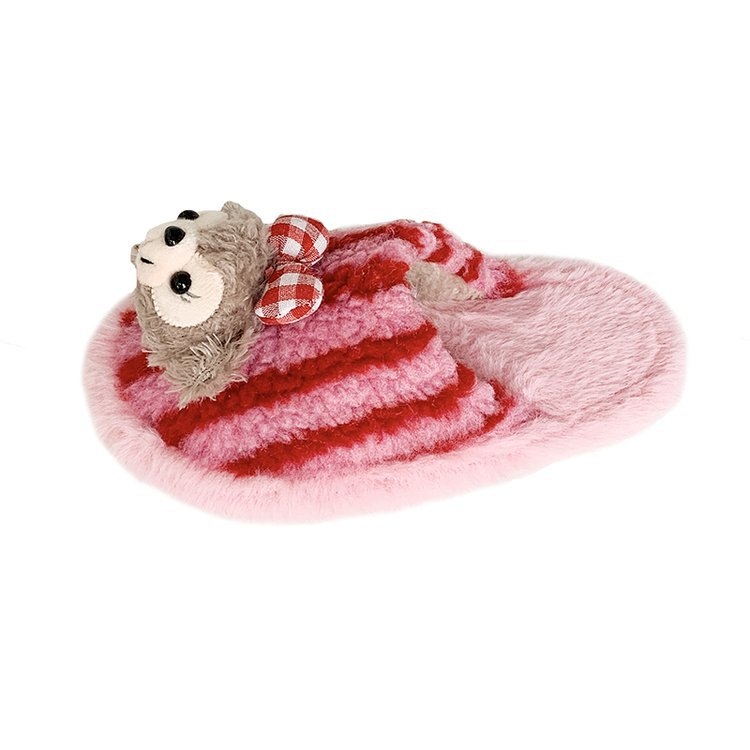 Gyerekeknek szóló plüss pamut papucs rajzfilm mintával, 7–12 éveseknek, gumírozott talp