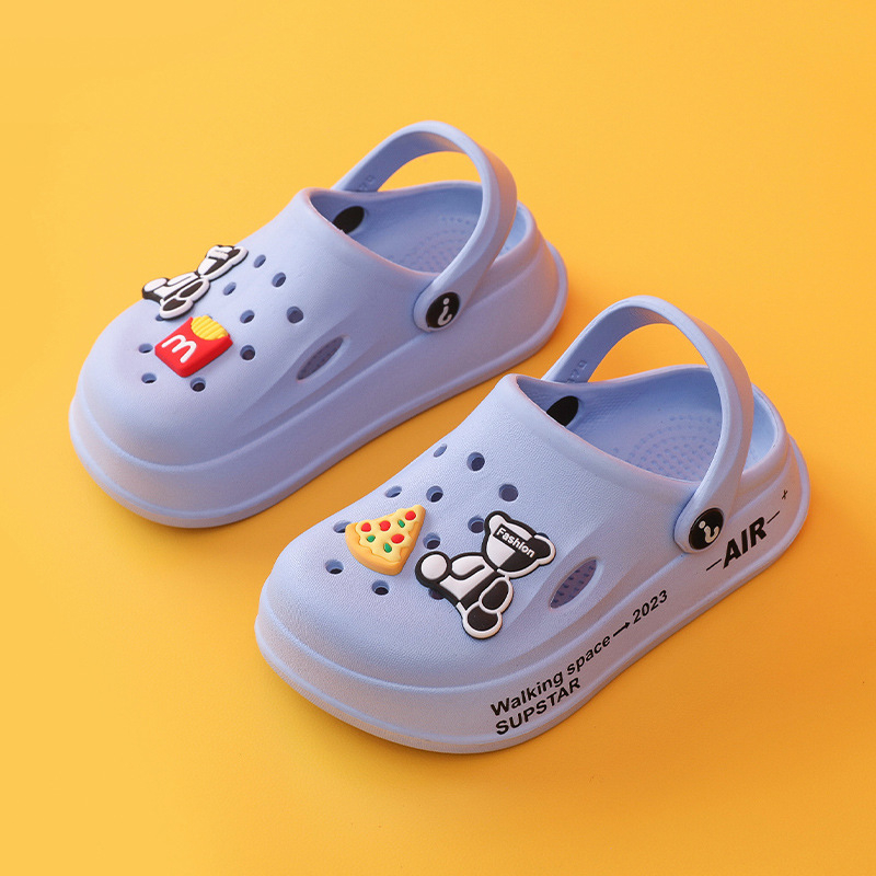 Gyerekek EVA Crocs-stílusú papucs, uniszex, rajzfilm, beltéri és kültéri használatra, 7–12 évesek