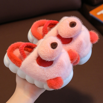 Gyermek pamut papucs beltéri használatra, PVC talp, rajzfilm mintával, 2024 tél, 1–16 évesek számára