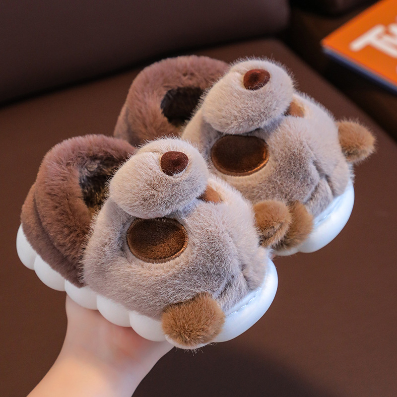 Gyermek pamut papucs beltéri használatra, PVC talp, rajzfilm mintával, 2024 tél, 1–16 évesek számára