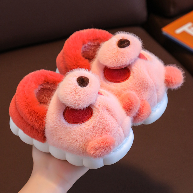 Gyermek pamut papucs beltéri használatra, PVC talp, rajzfilm mintával, 2024 tél, 1–16 évesek számára