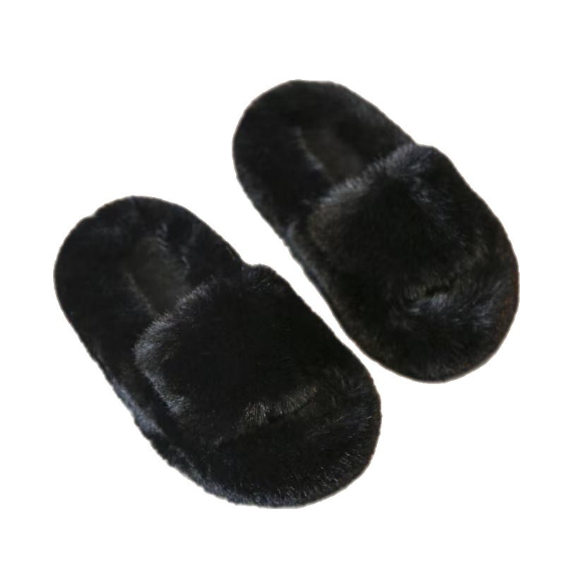 Gyerek plüss otthoni papucs, velúr felsőrész, egyszínű, PVC talp, vastag talp