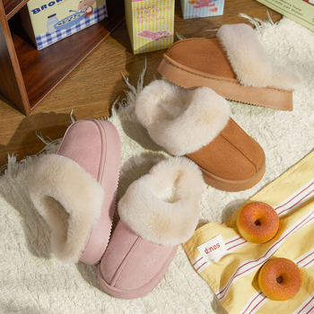 Gyerekeknek szóló téli papucs szőrös belsővel, egyszemélyes dizájn, vastag PVC talp, belső és külső használatra, egyszínű, egyszerű stílus, lányoknak 7–12 éves