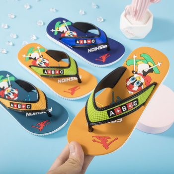 Gyerekeknek szóló flip-flopok rajzfilm mintával, 7–12 éveseknek, PVC felső rész és PVC talp, gyorsan száradó, légáteresztő, csúszásmentes