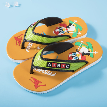 Gyerekeknek szóló flip-flopok rajzfilm mintával, 7–12 éveseknek, PVC felső rész és PVC talp, gyorsan száradó, légáteresztő, csúszásmentes