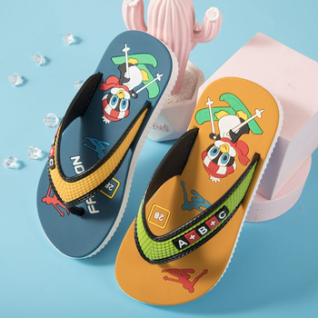 Gyerekeknek szóló flip-flopok rajzfilm mintával, 7–12 éveseknek, PVC felső rész és PVC talp, gyorsan száradó, légáteresztő, csúszásmentes