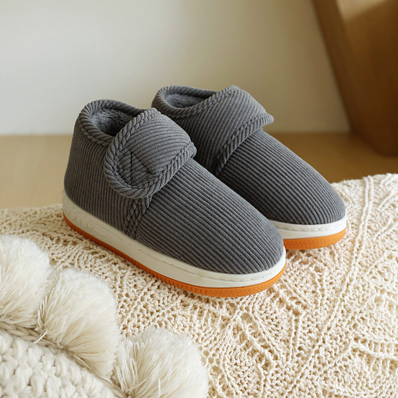 Papuci pentru copii, pentru interior și exterior, cu închidere Velcro, partea superioară din catifea și talpă din cauciuc groasă