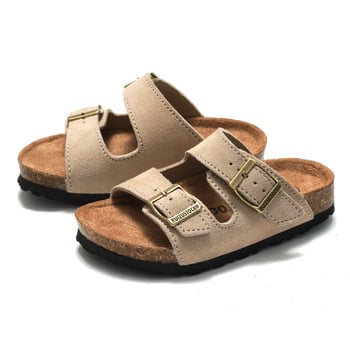 Gyermekek cork papucs matt bőr felsővel, gumitalppal, lélegző, 1-6 éveseknek