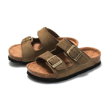 Gyermekek cork papucs matt bőr felsővel, gumitalppal, lélegző, 1-6 éveseknek