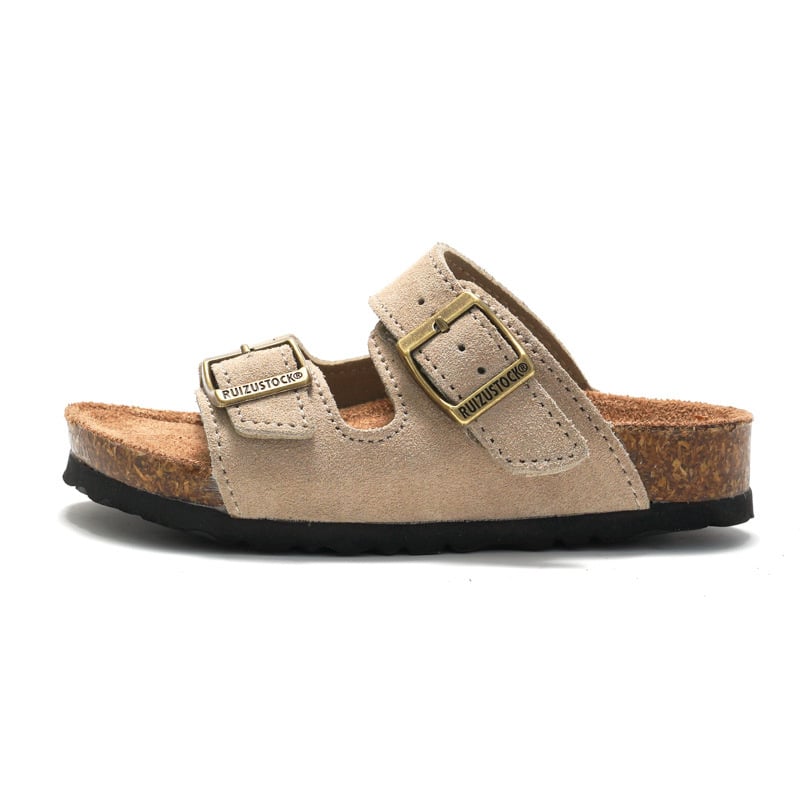 Gyermekek cork papucs matt bőr felsővel, gumitalppal, lélegző, 1-6 éveseknek