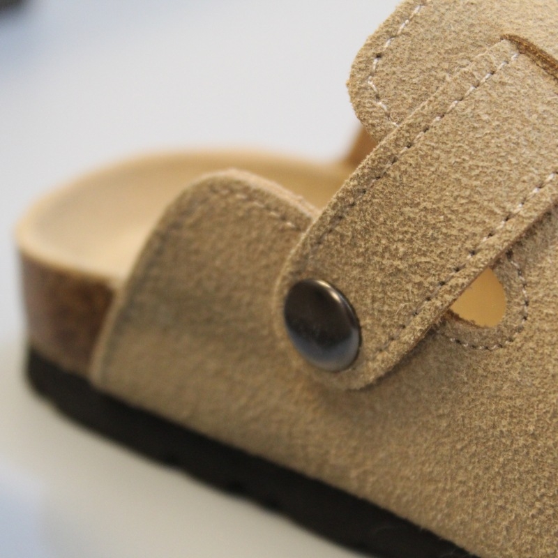 HEEMAKES Djeca cork papuče, jednofarbne, matirani goveđi nubuk gornji dio, gumena potplat, uzrast 4–16 godina