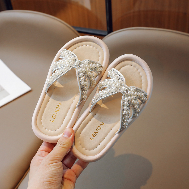 Sandale sa rhinestones i biserima – Korejski stil, gornji dio PU, plastična potplata, za djevojčice uzrasta 7–16 godina