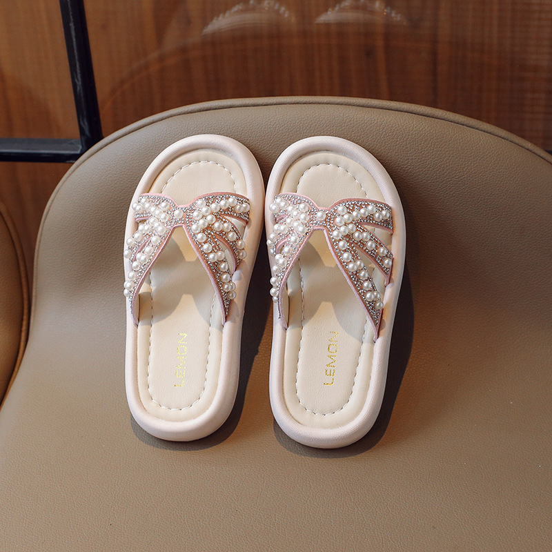Sandale sa rhinestones i biserima – Korejski stil, gornji dio PU, plastična potplata, za djevojčice uzrasta 7–16 godina