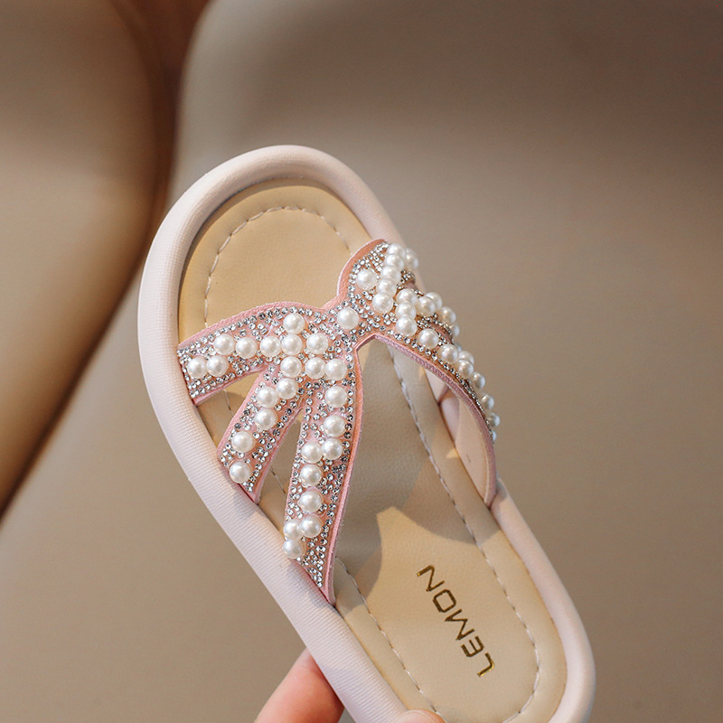Sandale sa rhinestones i biserima – Korejski stil, gornji dio PU, plastična potplata, za djevojčice uzrasta 7–16 godina