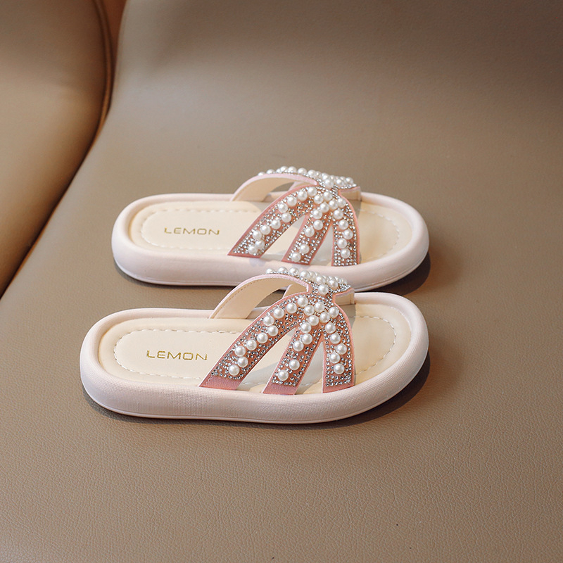 Sandale sa rhinestones i biserima – Korejski stil, gornji dio PU, plastična potplata, za djevojčice uzrasta 7–16 godina