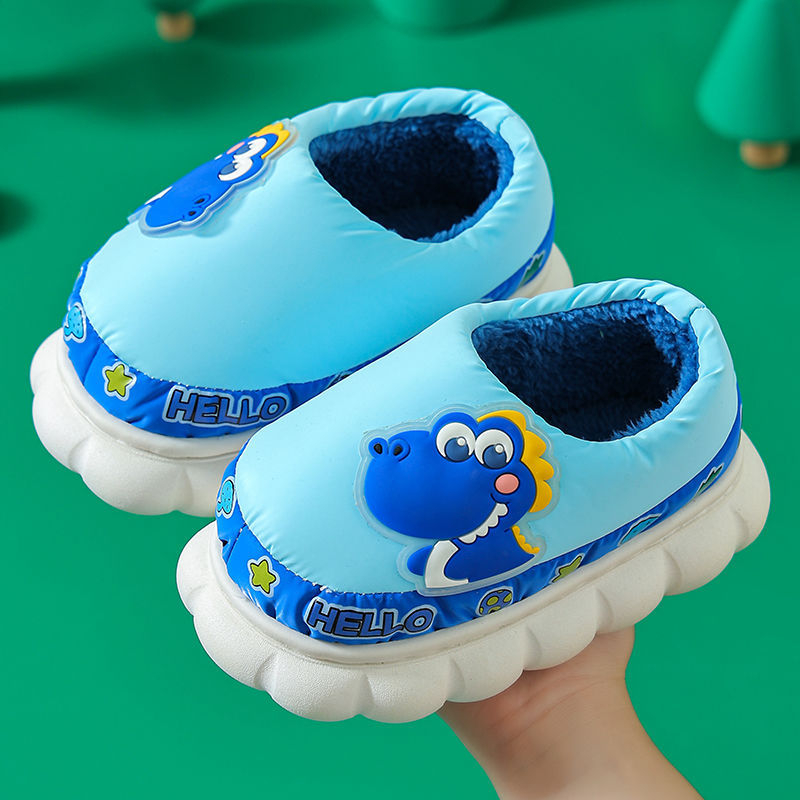 Tide Duck Dječje pamučne papuče za kuću, vodootporne zimske, s toplom fleec podstavom, protuklizna potplata, unisex