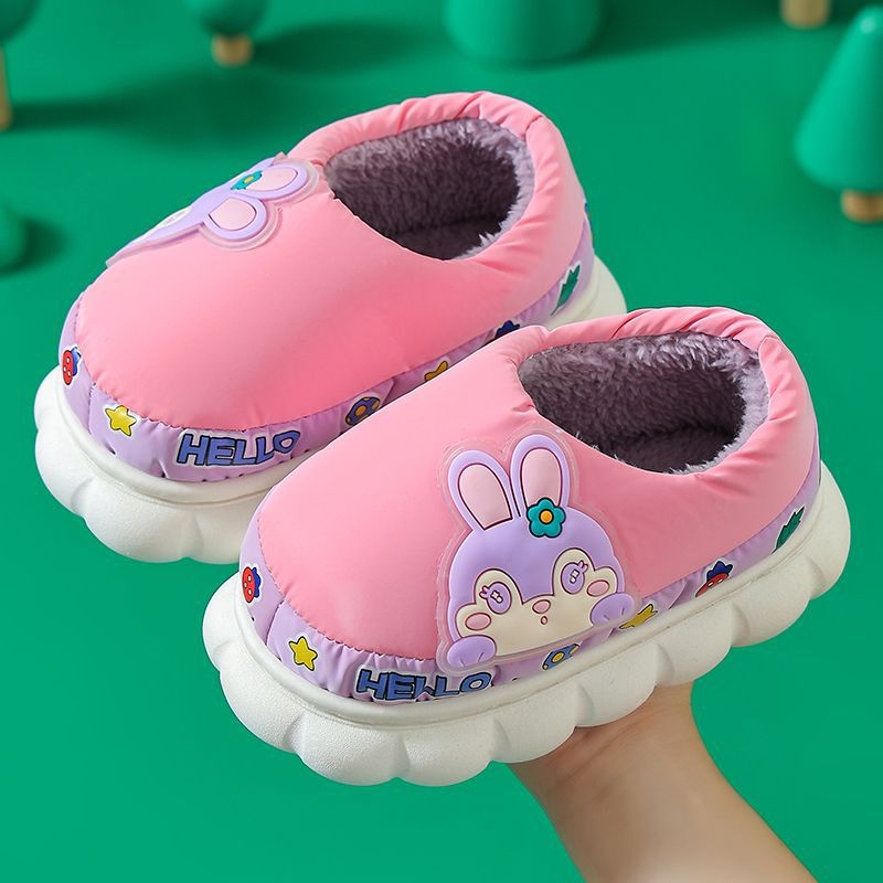 Tide Duck Dječje pamučne papuče za kuću, vodootporne zimske, s toplom fleec podstavom, protuklizna potplata, unisex