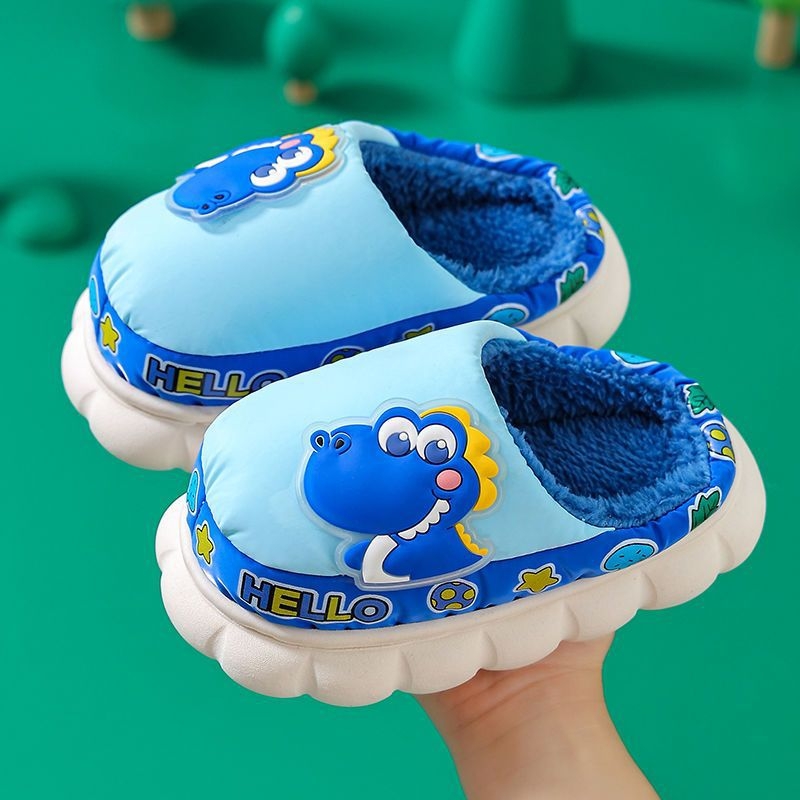 Tide Duck Dječje pamučne papuče za kuću, vodootporne zimske, s toplom fleec podstavom, protuklizna potplata, unisex
