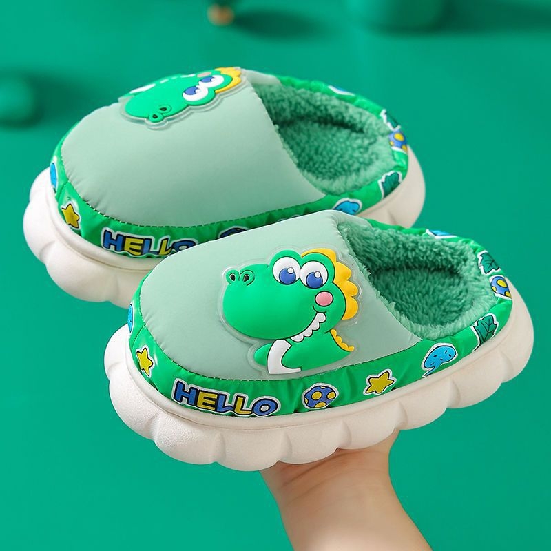 Tide Duck Dječje pamučne papuče za kuću, vodootporne zimske, s toplom fleec podstavom, protuklizna potplata, unisex