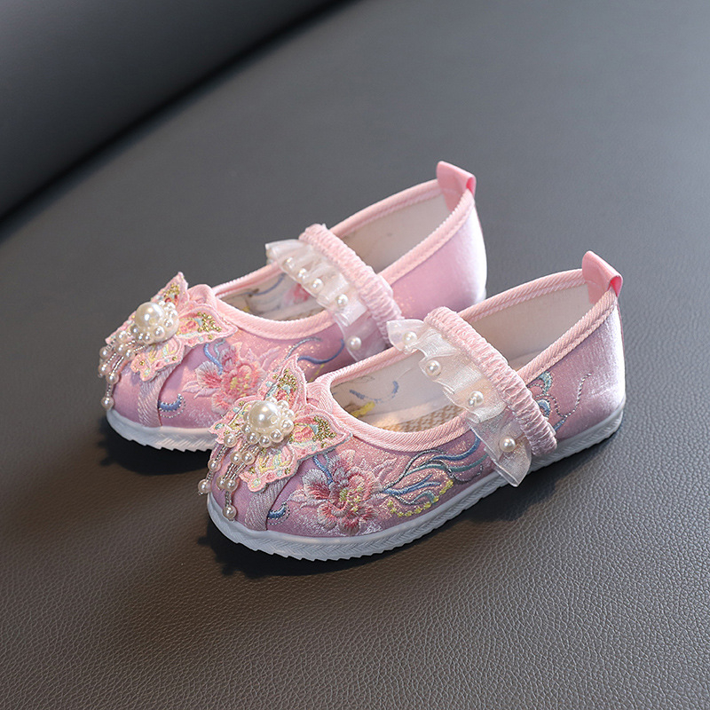 Pantofi tradiționali din pânză pentru fete, stil etnic, partea superioară din bumbac, talpă din cauciuc, respirabili, ușori, antiderapante