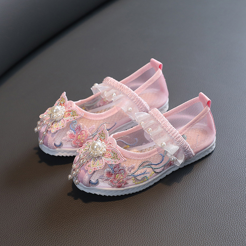 Pantofi tradiționali din pânză pentru fete, stil etnic, partea superioară din bumbac, talpă din cauciuc, respirabili, ușori, antiderapante