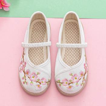 Hanfu tenisice za djevojčice – izvezeni gornji dio od svile, gumeni potplat, elastično kopčanje, karikaturni uzorak, prozračan i lagan Hanfu model za uzrast 1–16 godina