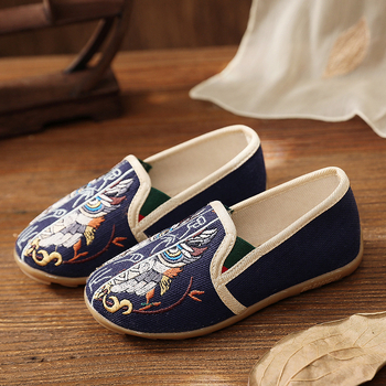 Dječje Hanfu cipele, ručno izrađene, gornji dio od pamuka i lana, s vezom, ravnog dizajna, retro stil, prozračne i lagane