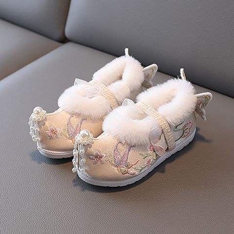 Dječje cipele s tigrovom glavom u hanfu stilu – izšivane, baršunasta podstava, gornji dio od akrilnih vlakana, gumeni potplat