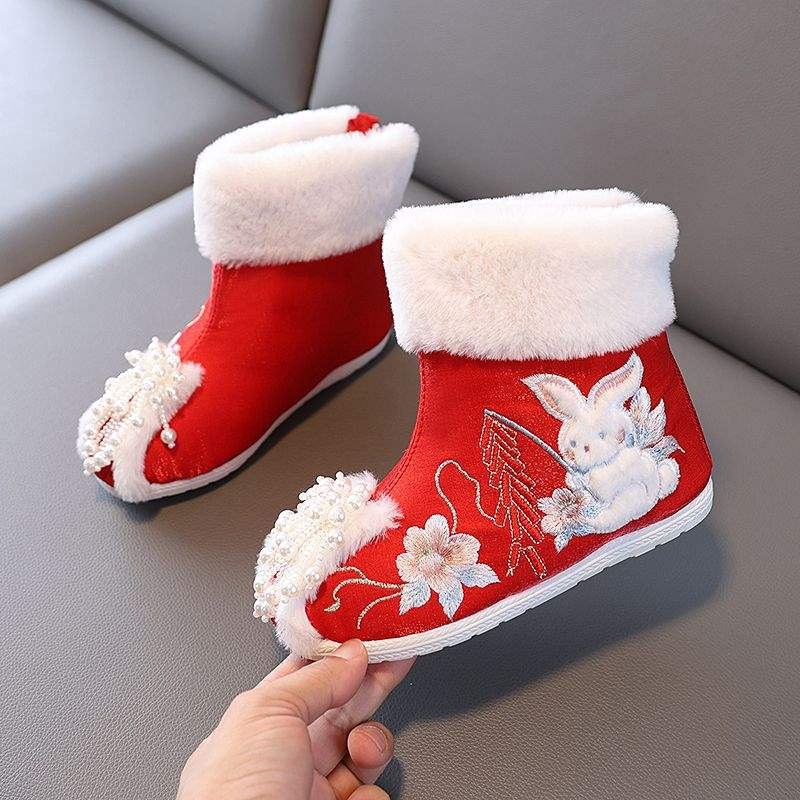 Dječje cipele s tigrovom glavom u hanfu stilu – izšivane, baršunasta podstava, gornji dio od akrilnih vlakana, gumeni potplat