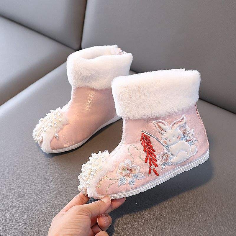 Dječje cipele s tigrovom glavom u hanfu stilu – izšivane, baršunasta podstava, gornji dio od akrilnih vlakana, gumeni potplat