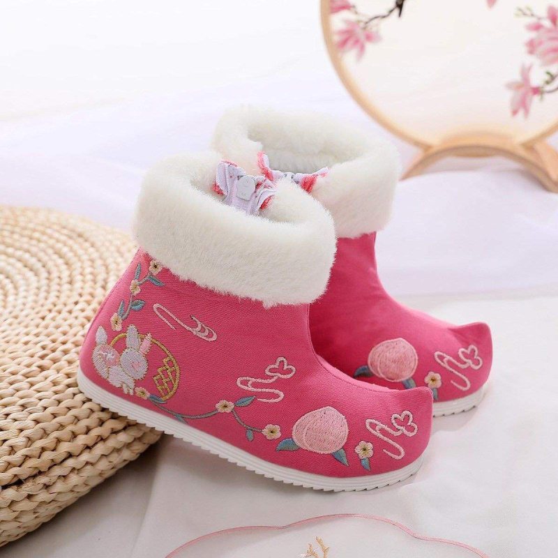 Dječje cipele s tigrovom glavom u hanfu stilu – izšivane, baršunasta podstava, gornji dio od akrilnih vlakana, gumeni potplat