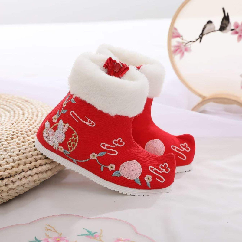 Dječje cipele s tigrovom glavom u hanfu stilu – izšivane, baršunasta podstava, gornji dio od akrilnih vlakana, gumeni potplat