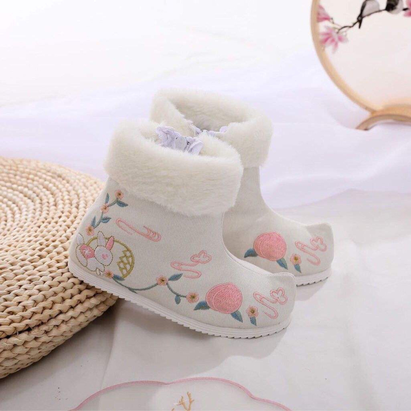 Dječje cipele s tigrovom glavom u hanfu stilu – izšivane, baršunasta podstava, gornji dio od akrilnih vlakana, gumeni potplat