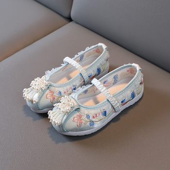 Tradicionalne platnene cipele za djevojčice, princeskina vezen, perle, Hanfu stil, svila gornji dio