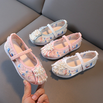 Tradicionalne platnene cipele za djevojčice, princeskina vezen, perle, Hanfu stil, svila gornji dio