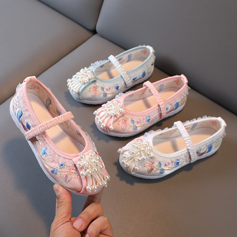 Tradicionalne platnene cipele za djevojčice, princeskina vezen, perle, Hanfu stil, svila gornji dio