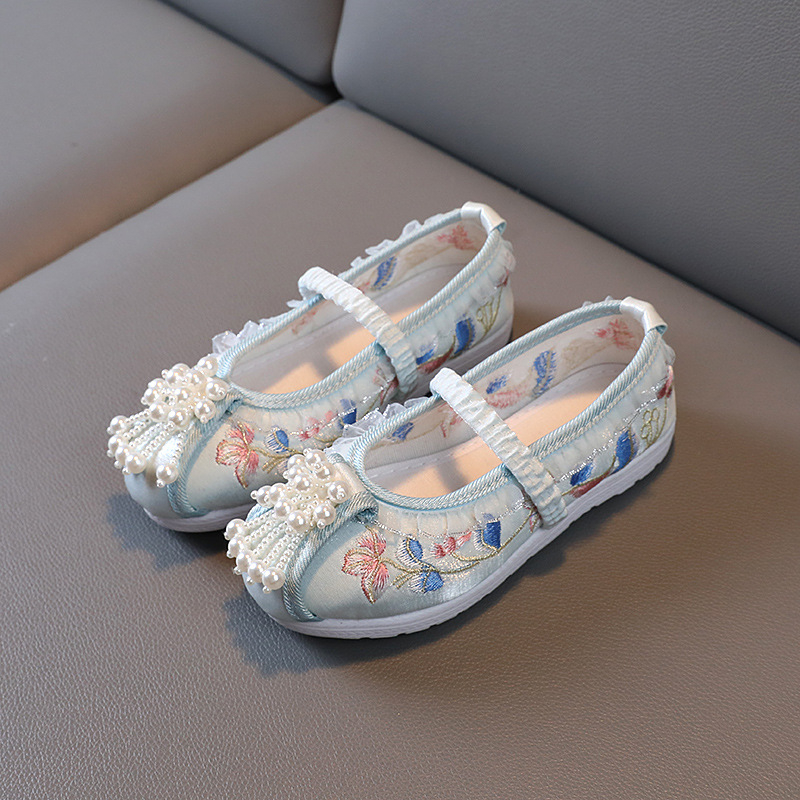 Tradicionalne platnene cipele za djevojčice, princeskina vezen, perle, Hanfu stil, svila gornji dio