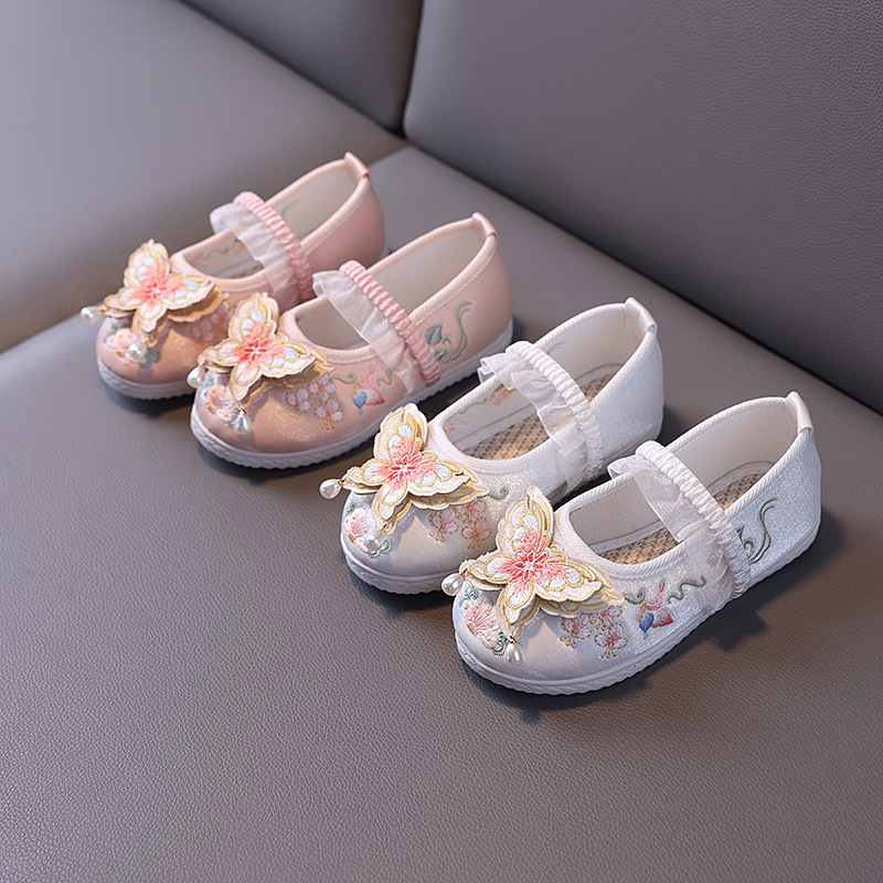 Dječje Hanfu platnene cipele s prozračnim mrežastim gornjim dijelom, gumom na potplati, životinjski uzorak –Tradicionalni kineski stil (jesen 2024)