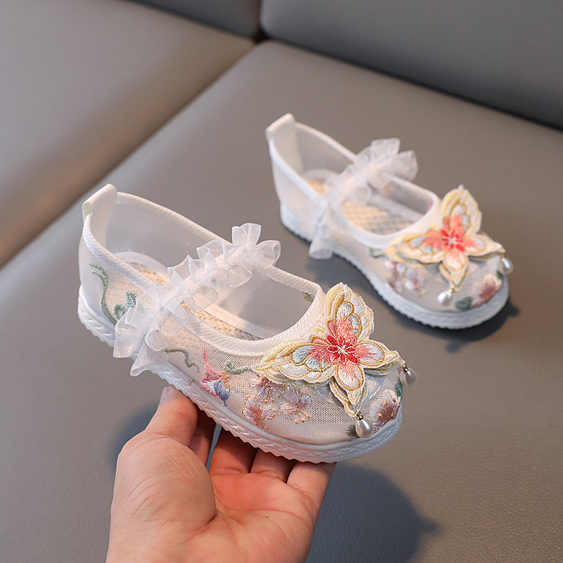 Dječje Hanfu platnene cipele s prozračnim mrežastim gornjim dijelom, gumom na potplati, životinjski uzorak –Tradicionalni kineski stil (jesen 2024)