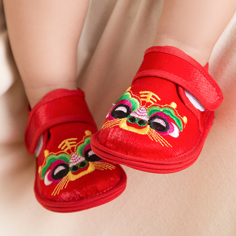 Tradicionalne platnene cipele za djecu, Velcro zatvarač, gornji dio od brokatnog pamuka, uzorak životinja, potplat od platna
