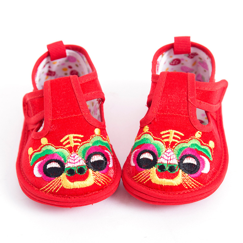 Tradicionalne platnene cipele za djecu, Velcro zatvarač, gornji dio od brokatnog pamuka, uzorak životinja, potplat od platna