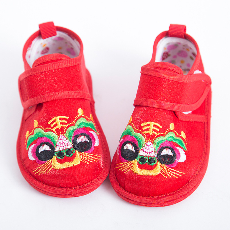 Tradicionalne platnene cipele za djecu, Velcro zatvarač, gornji dio od brokatnog pamuka, uzorak životinja, potplat od platna