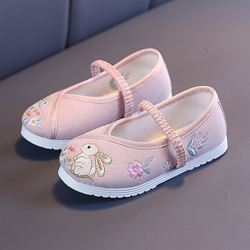 Κορίτσια Εθνοτικά Υφασμάτινα Παπούτσια, Διαπνέουσα Βαμβακερή Άνω Επιφάνεια, Ελαστική Ζώνη, Κεντημένα, Σόλα Καουτσούκ, Ελαφριά