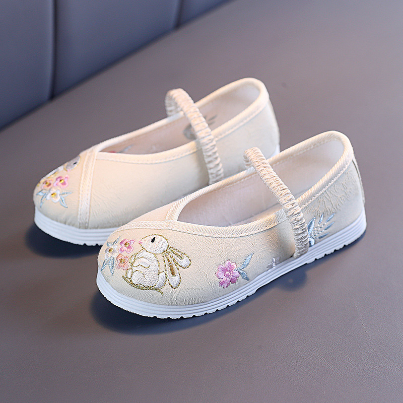 Κορίτσια Εθνοτικά Υφασμάτινα Παπούτσια, Διαπνέουσα Βαμβακερή Άνω Επιφάνεια, Ελαστική Ζώνη, Κεντημένα, Σόλα Καουτσούκ, Ελαφριά