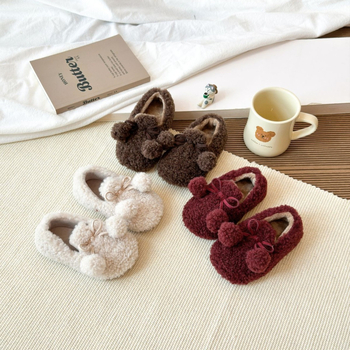 Pantofi de fetițe cu căptușeală din fleece și partea superioară din velur, talpă din cauciuc, construcție groasă, model uni, iarnă 2025, pentru copii 4–16 ani